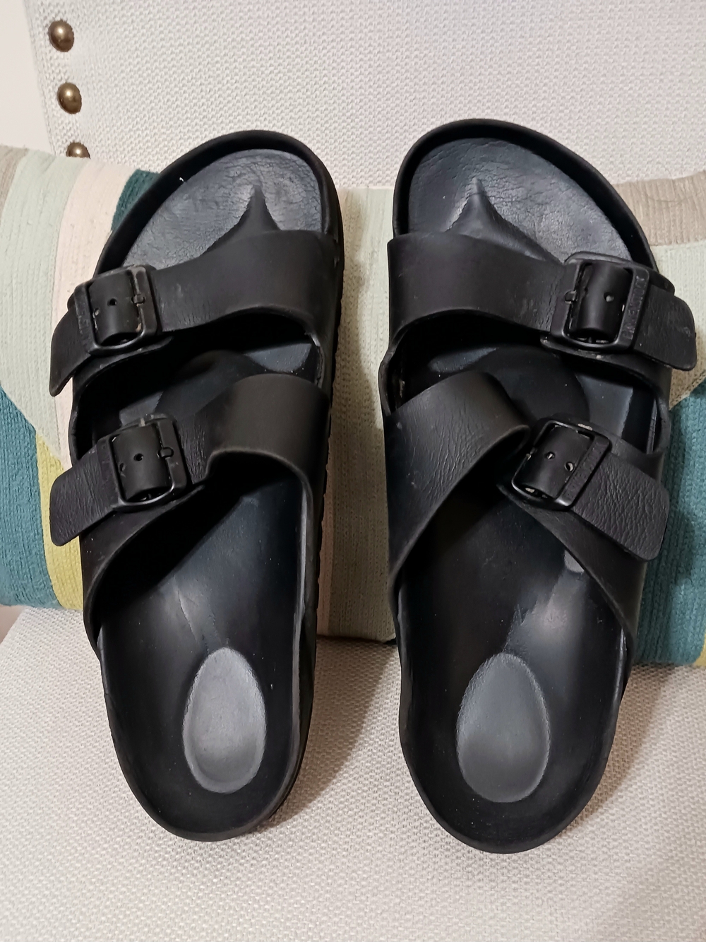 Men's Birkenstock Black Double-Buckle Slide Sandals Sz 11/44